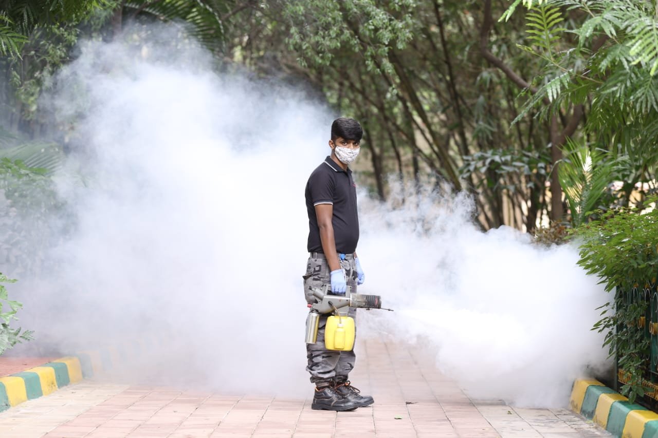 Technician inspecting a residential property